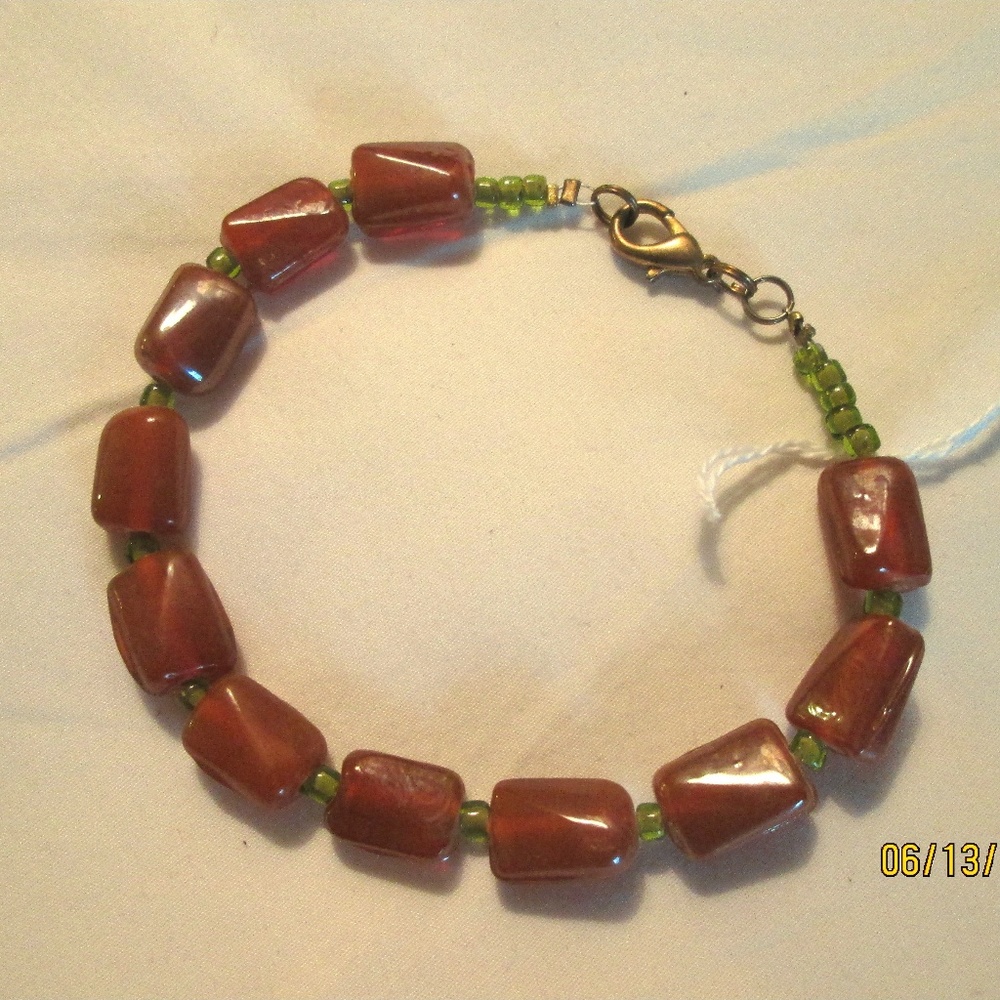 ANKLET/BRACELET, SIZE 9 1/2 inches, glass beads